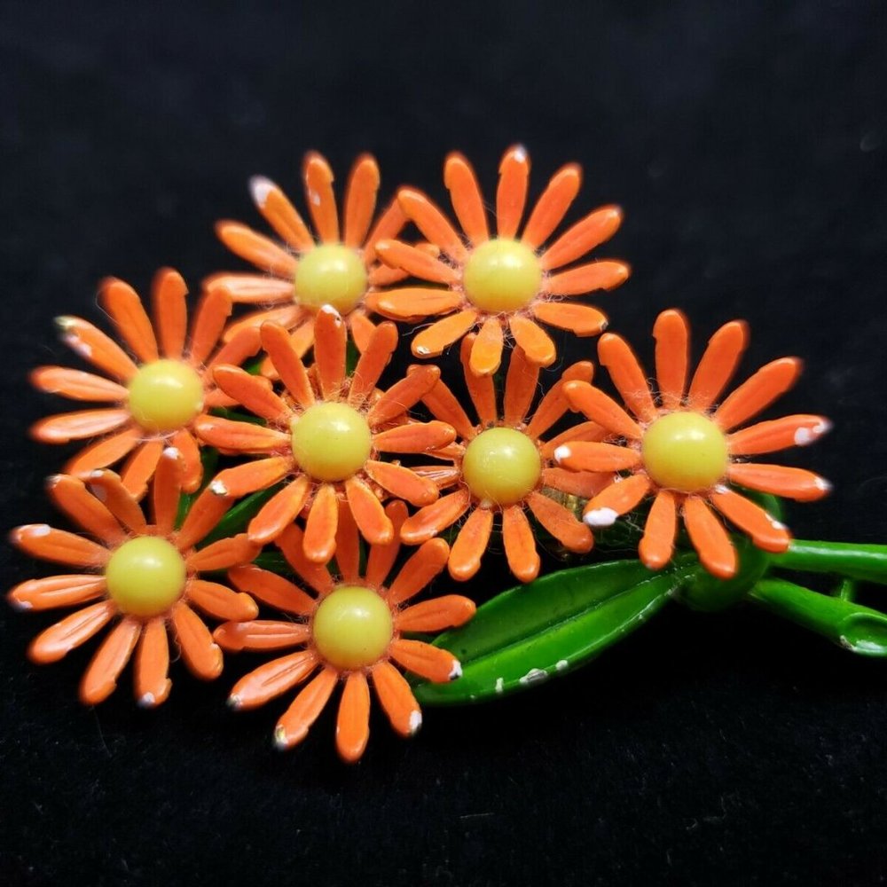 Vintage Weiss Bouquet of Eight Orange and Yellow D